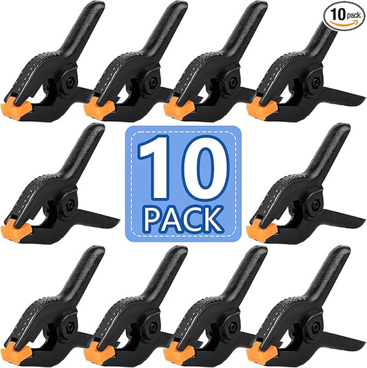 10 Pack 6 inch Plastic Spring Clamps, Black Heavy Duty Clips, Backdrop Clips, Plastic Clamps for Crafts, Backdrop Stand, Woodworking, Photography