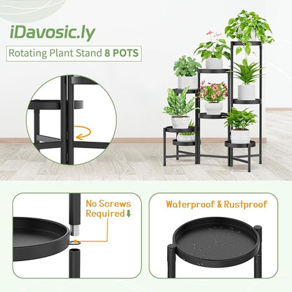 iDavosic.ly Plant Stand Indoor Outdoor, 8 Tier Metal Corner Shelf, Folding - Image 4
