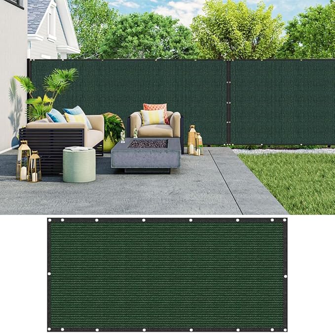 LITA 4' x 87' Garden Privacy Fence Screen Cover (HDPE) UV Protection Weather-Resistant Heavy Duty Shade Cover for Deck, Patio, Backyard, Outdoor Pool, Porch, Railing, Dark Green, Customizable