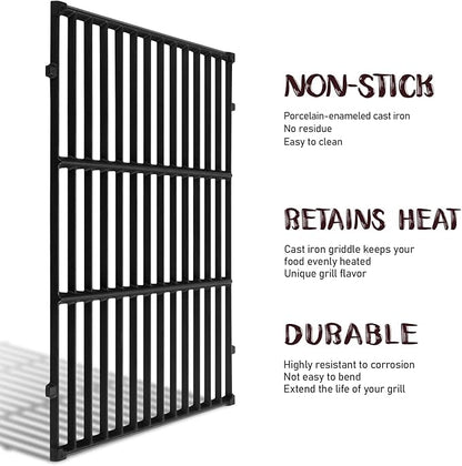 GGC 18.75" Grill Grates for Weber Genesis ii E-310, E-315, E-325, E330, E335, S-310, S-335, S-345 Genesis II LX S-340, LX E-340, 2 PCS Cast Iron Grates for Weber 66095 66802