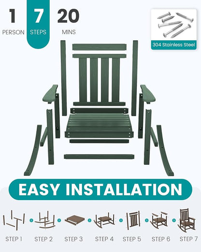 SERWALL Outdoor Rocking Chair Set of 2, HDPE Rocker - Image 7