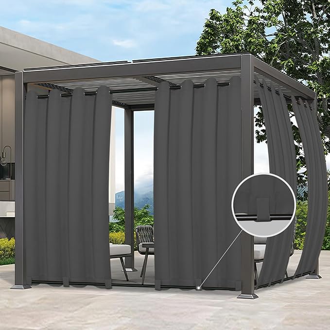 Easy-Going Outdoor Curtains for Patio 6 Panels, 54x96 inch, Weatherproof by Easy-Going