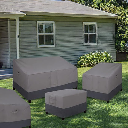 Easy-Going Outdoor Ottoman Cover, Waterproof Patio Ottoman Cover, Heavy Duty Outdoor Furniture Cover with Padded Handles (28"x28"x17", Gray/Dark Gray)