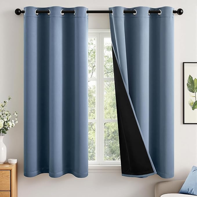 MIULEE Stone Blue 100% Blackout Curtains by MIULEE