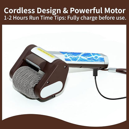 Electric Grill Cleaner Bristle Free with SUS Roller Head for Outdoor, Cordless Grill Brush for BBQ with LED Light, Motorized Grill Cleaning Tool