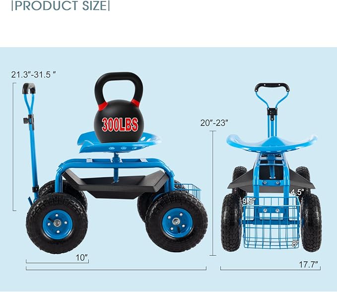 Rolling Garden Cart with Workseat - Image 2