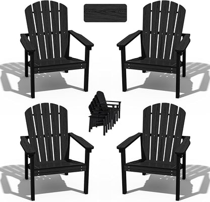 Compact Stackable Adirondack Chairs Set of 4, All-Weather by nevilywood