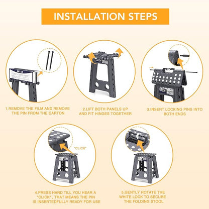 Delxo 16 Inch Folding Step Stool, Foldable Step Stool - Image 6