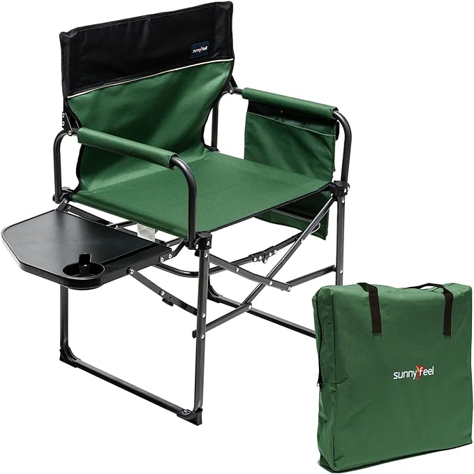 SUNNYFEEL Camping Directors Chair, Heavy Duty, Oversized Portable Folding Chair by SunnyFeelCamping