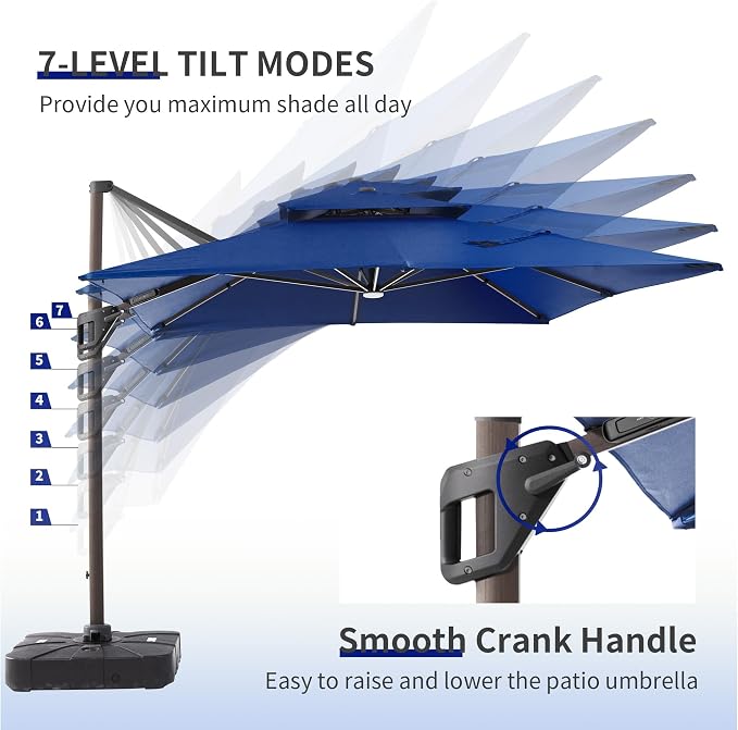 JZAC & QZYD 9x12 FT Cantilever Offset Patio Umbrella - Image 5
