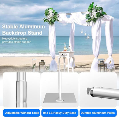 Pipe and Drape Backdrop Stand Kit Backdrop Stand For Parties 8x10 FT Adjustable Photo Backdrop Stand Heavy Duty Background Stand for Wedding Banquet Decorations Silvery