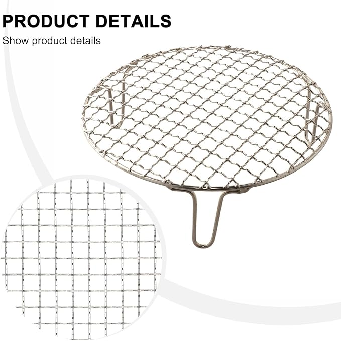 Stainless Steel BBQ Grill Grid with Legs, Round Grid Cooking Net, Even Heating for Outdoor Camping and Home Barbecue(20cm)