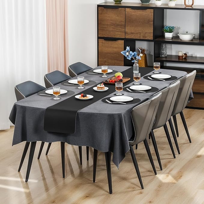 Myir JUN Round Placemats Dual Sided, Faux Leather Place Mats Set of 4 Indoor Placemats for Dining Table Outdoor Placemats Non-Slip Washable Table Mats (Set of 8, Gray Black)