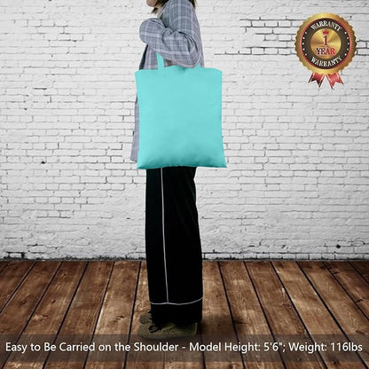 TOPDesign 24-Pack Economical 16"x15" Aqua Blue Cotton Tote Bags, Lightweight Medium Reusable Grocery Shopping Cloth Bags, Suitable for DIY, Advertising, Promotion, Gift, Activity
