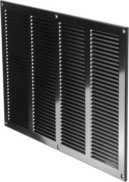 Repa Market Air Vent Cover 16x12 Inch (Outer Dimensions) Black Galvanized Steel Louvered Grill Cover with Mesh Screen/Wall or Ceiling Vent/HVAC Register for Indoor and Outdoor Ventilation