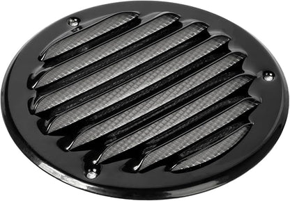 Repa Market 2-Pack 4 Inch (Opening Dimensions) Round Air Vent Cover/Black Galvanized Steel Louvered Grill Cover with Mesh Screen/Wall or Ceiling Vent/HVAC Register for DIY Home Improvement