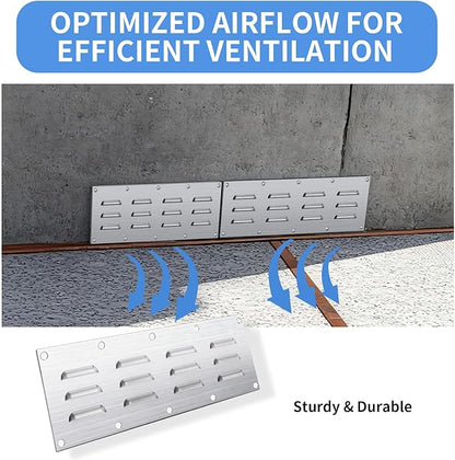 4 Pack Stainless Steel Venting Panel for BBQ Grill Accessory, 15x4.5 Inch (12-Slots), 304 Grade Metal Vent Cover for Masonry Fire Pits & Outdoor Kitchens, Weather Resistant, 15" by 4-1/2"