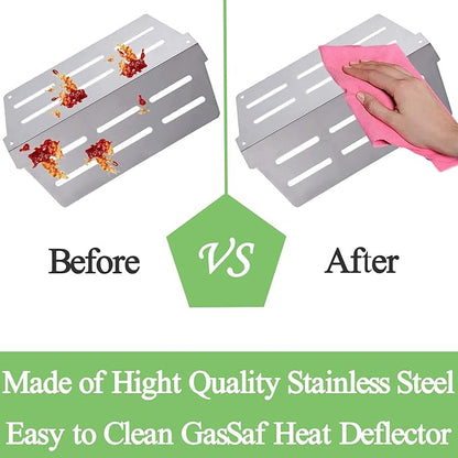GasSaf Heat Deflector Replacement for Weber 65505 7622, Genesis 300 Series(2011-Newer) E310 E320 E330 S310 S320 S330 with Front-Mounted Control, Grill Parts for Weber 62756 (2PCS 13 1/4” x 8 3/4")