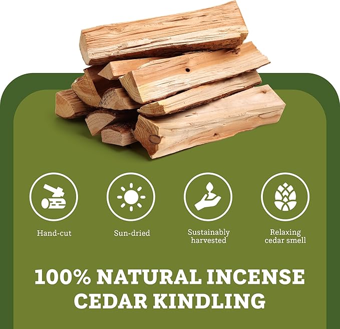 Double Tree Fire Starter Sticks - 100% Natural Cedar Wood Kindling, Quick & Easy Burning for Campfire, Camping Cooking Stove, Fire Pit, Fireplace & Grilling, lndoor & Outdoor - (X-Large 2 Cubic ft)