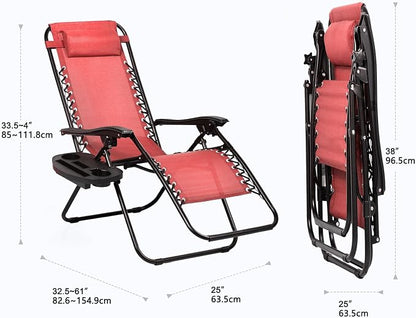 Nazhura Set of 2 Relaxing Recliners Patio Chairs Adjustable Steel Mesh Zero - Image 3
