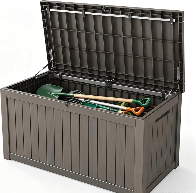 260 Gallon Resin Deck Box, Outdoor Toy Storage Box, Package Delivery Box by LAUSAINTHOME