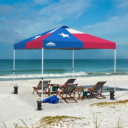 EAGLE PEAK Pop Up Canopy Tent with Wheeled Carry Bag, 8 Stakes, 4 Ropes, 4 Weight Bags, Easy Set Up Tent Canopy, 10x10 ft, 100sqft of Shade, Texas