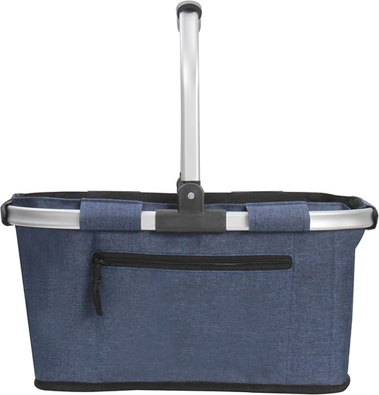 Picnic Basket, SIYUAN Shopping Basket with Handle 22L Collapsible Grocery Basket Portable Folding Basket for Marketing Reuasble, Blue