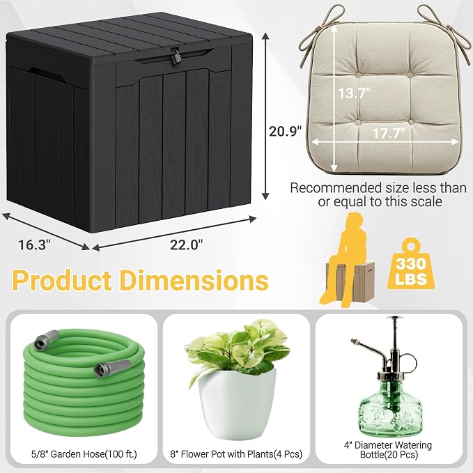 Greesum 33 Gallon Resin Deck Box All Weather Outdoor Storage Boxes, Outdoor Toys - Image 7
