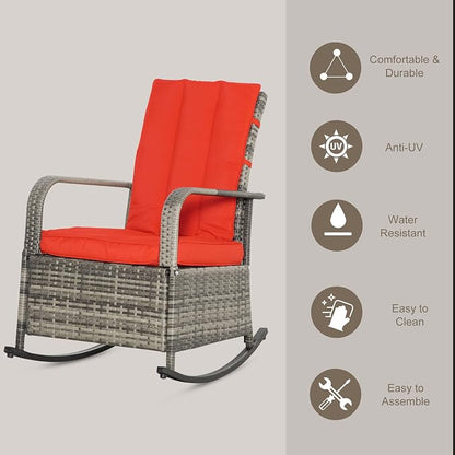 Outsunny Wicker Outdoor Rocking Chair, Patio Recliner - Image 4