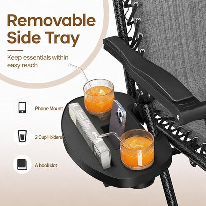 Yaheetech 26" Zero Gravity Recliners Adjustable Set of 2, Cup Holder Trays and - Image 4