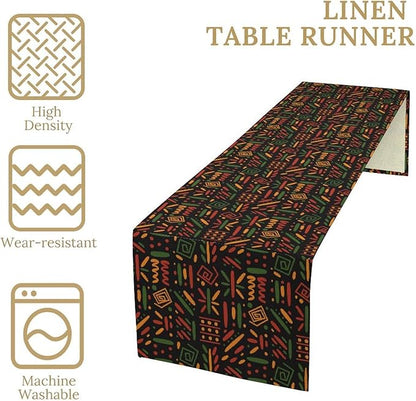 African Tribal Table Runner, Black Liberation Traditional Juneteenth Kitchen Dining Table Decoration for Home Party Holiday Dining Banquet 13x36in