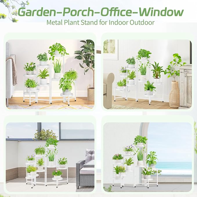 iDavosic.ly Plant Stand Indoor Outdoor, 9 Tier Metal Corner Shelf, Folding - Image 3
