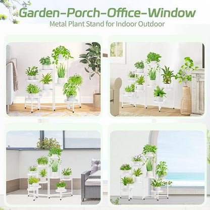iDavosic.ly Plant Stand Indoor Outdoor, 9 Tier Metal Corner Shelf, Folding - Image 3