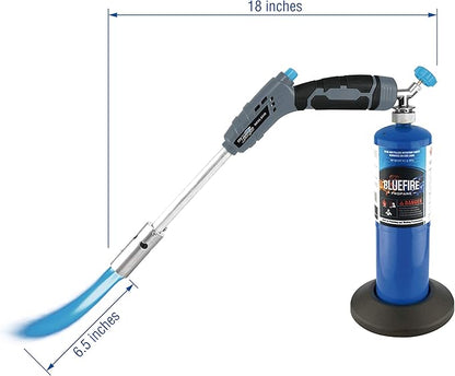 BlueFire 18“ Propane Grill Torch Charcoal Starter Free Fuel Gas Cylinder Base! Trigger Start Located on Handle, One-Hand Operation. Kamado Green Egg Griller and Barbecue Perfect Accessory!