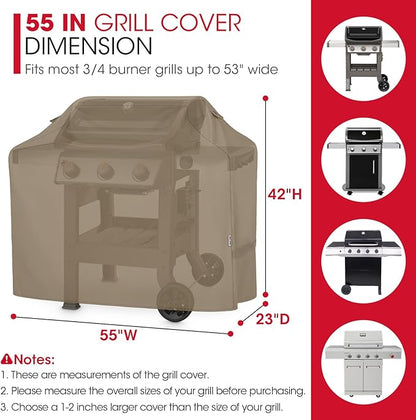 Unicook 55 Inch Grill Cover, Outdoor Heavy Duty Waterproof BBQ Cover for Weber Charbroil Nexgrill Charcoal/Gas Grills, Fade Resistant Material with Sealed Seam, All-Season Protection, Neutral Taupe