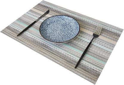 Colorful Placemats Set of 6, Non-Slip Heat-Insulation Table Placemats Easy to Wipe Clean Washable Placemat Indoor Outdoor (Teal)