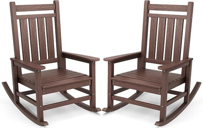 SERWALL Outdoor Rocking Chair Set of 2, HDPE Rocker by SERWALL