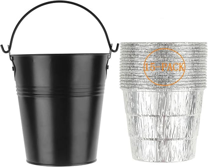 Firsgrill Grease Bucket & Liners Replacment Traeger Drips 20/22/34 Series, Pit Boss Z Grill, Green Mountain, etc Pellet Wood Grill Smoker Buckets (16, Bucket +Liners)