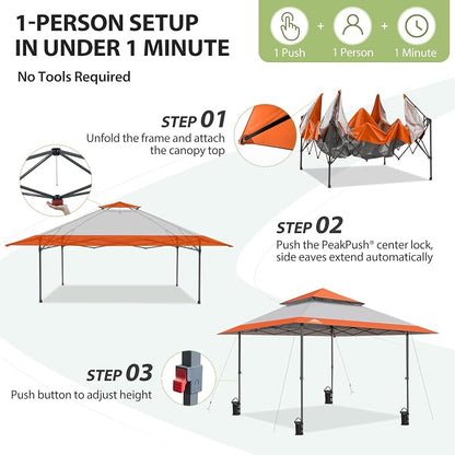 EAGLE PEAK 13x13 Pop Up Canopy Tent, Auto Extended Eaves, Heavy Duty Outdoor - Image 7