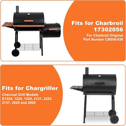 LS'BABQ 27 Inch Charcoal Ash Pan Replacement for Chargriller 1224, 1324, 2121, 2222, 2727, 2828, 2929, Charbroil 17302056 Charcoal Grills, Charcoal Tray Grates with 2pcs Fire Grate Hangers