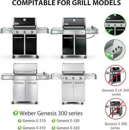7524 Grill Grates Replacement for Weber Genesis 300 series,Genesis E310 E320 E330 S310 S320 S330 Gas Grill,19.5" x 12.9" Porcelain-Enameled Cast-Iron Cooking Grates for Weber Parts 7524 & 7528,2-Pack