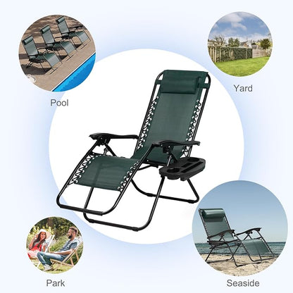 Nazhura Set of 2 Relaxing Recliners Patio Chairs Adjustable Steel Mesh Zero - Image 8