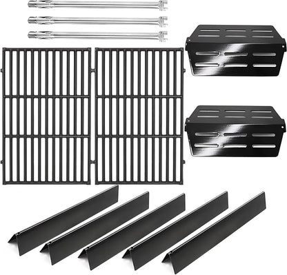 Criditpid Grill Replacement Parts for Weber Genesis 300 Series with Front Control Knob, Flavorizer Bars, Heat Deflector, Burners & Grill Grates for Weber 310 S310 E320 E330 S330 EP310 Grills