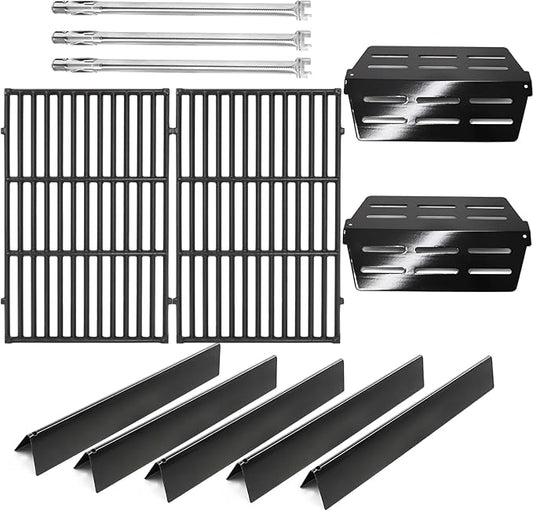 Criditpid Grill Replacement Parts for Weber Genesis 300 Series with Front Control Knob, Flavorizer Bars, Heat Deflector, Burners & Grill Grates for Weber 310 S310 E320 E330 S330 EP310 Grills