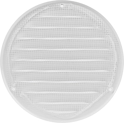 Repa Market 5 Inch (Opening Dimensions) Round Air Vent Cover/White Galvanized Steel Louvered Grill Cover with Mesh Screen/Wall or Ceiling Vent/HVAC Register for DIY Home Improvement