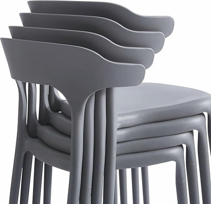Modern Stackable Dining Chair Set, No Assembly, Plastic Chair, Patio Chair - Image 6