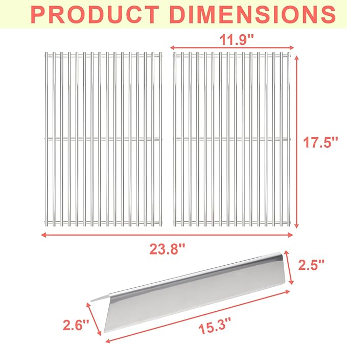 7638 Grill Grates 7636 Flavorizer Bars for Weber Spirit and GS4 Spirit II 300 Series Grills E-310 E-320 E-330 S-310 SP-310 Spirit 2 E310 S-310 Replacement Parts (Front Mount Controls) Stainless Steel