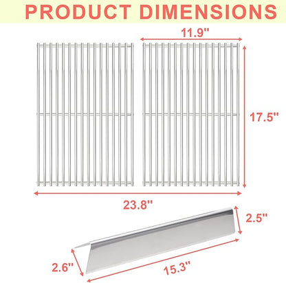 7638 Grill Grates 7636 Flavorizer Bars for Weber Spirit and GS4 Spirit II 300 Series Grills E-310 E-320 E-330 S-310 SP-310 Spirit 2 E310 S-310 Replacement Parts (Front Mount Controls) Stainless Steel