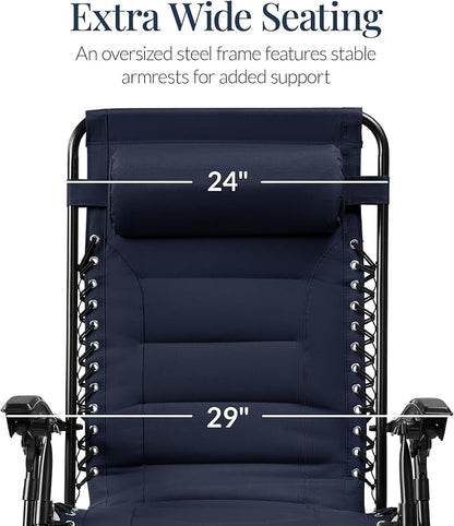Best Choice Products Oversized Padded Zero Gravity Chair, Folding Outdoor Patio - Image 3