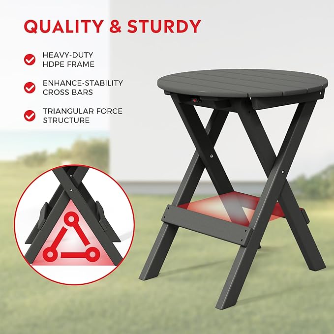 Costaelm Paradise 3-Piece Outdoor HDPE Folding Patio Bistro Table and Chairs, Gray